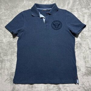 Balmain Paris Polo Shirt Men’s Big Logo Luxury Men’s Classic Blue Size Medium